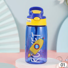 Load image into Gallery viewer, Kids Drinking Bottle with Straw Cartoon Portable Water Bottles BPA Free Children Bottle with Handle Children Kettle Portable Sports Bottle
