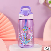 Load image into Gallery viewer, Kids Drinking Bottle with Straw Cartoon Portable Water Bottles BPA Free Children Bottle with Handle Children Kettle Portable Sports Bottle
