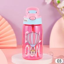 Load image into Gallery viewer, Kids Drinking Bottle with Straw Cartoon Portable Water Bottles BPA Free Children Bottle with Handle Children Kettle Portable Sports Bottle
