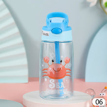 Load image into Gallery viewer, Kids Drinking Bottle with Straw Cartoon Portable Water Bottles BPA Free Children Bottle with Handle Children Kettle Portable Sports Bottle

