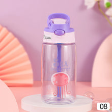 Load image into Gallery viewer, Kids Drinking Bottle with Straw Cartoon Portable Water Bottles BPA Free Children Bottle with Handle Children Kettle Portable Sports Bottle
