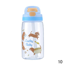Load image into Gallery viewer, Kids Drinking Bottle with Straw Cartoon Portable Water Bottles BPA Free Children Bottle with Handle Children Kettle Portable Sports Bottle

