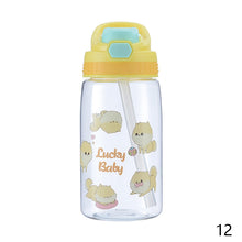 Load image into Gallery viewer, Kids Drinking Bottle with Straw Cartoon Portable Water Bottles BPA Free Children Bottle with Handle Children Kettle Portable Sports Bottle
