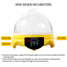 Load image into Gallery viewer, Mini 7 Egg Incubator Poultry Incubator Brooder Digital Temperature Control Egg Incubator Hatcher for Chicken Bird Egg
