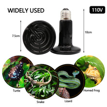 Load image into Gallery viewer, Reptile Heat Lamps Snake Tortoises Lizard Amphibian Heating Bulb Infrared Ceramic Lamp 110V 25w/50W/75W/100W/150W/200W Heating Equipment
