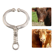 Load image into Gallery viewer, Stainless Steel Pierce Free Cow Nose Ring Automatic Cattle Binding Nose Buckle Tool Nose Clamp with Spring Farm Supplies
