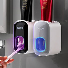 Load image into Gallery viewer, Automatic Bathroom Toothpaste Squeezer Toothpaste Dispenser Dust-proof Toothbrush Holder Wall Mount Stand Bathroom Accessories
