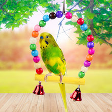 Load image into Gallery viewer, Natural Wooden Parrots Swing Toy Birds Parakeet Perch Hanging Swings Cage With Colorful Beads Bells Toys Parrot Cage Decoration Bird Supplies
