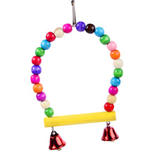 Load image into Gallery viewer, Natural Wooden Parrots Swing Toy Birds Parakeet Perch Hanging Swings Cage With Colorful Beads Bells Toys Parrot Cage Decoration Bird Supplies
