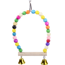Load image into Gallery viewer, Natural Wooden Parrots Swing Toy Birds Parakeet Perch Hanging Swings Cage With Colorful Beads Bells Toys Parrot Cage Decoration Bird Supplies
