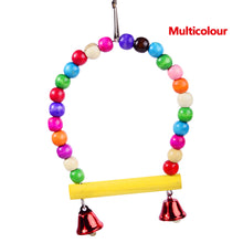 Load image into Gallery viewer, Natural Wooden Parrots Swing Toy Birds Parakeet Perch Hanging Swings Cage With Colorful Beads Bells Toys Parrot Cage Decoration Bird Supplies
