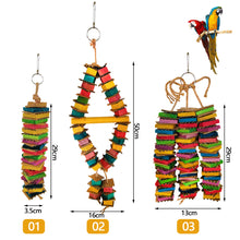 Load image into Gallery viewer, Parrot Bird Toy Wood Parrot Chew Toy Chewing Cardboard Destroy Birds Toy Bird Cage Decoration Bird Supplies
