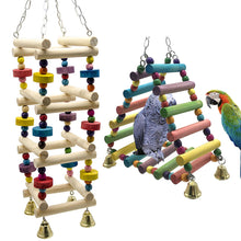 Load image into Gallery viewer, Natural Wooden Parrots Swing Toy Birds Parakeet Perch Hanging Swings Cage With Colorful Beads Bells Toys Parrot Cage Decoration Bird Supplies
