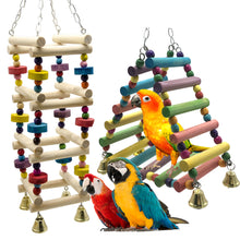 Load image into Gallery viewer, Natural Wooden Parrots Swing Toy Birds Parakeet Perch Hanging Swings Cage With Colorful Beads Bells Toys Parrot Cage Decoration Bird Supplies
