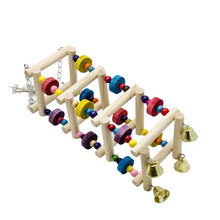 Load image into Gallery viewer, Natural Wooden Parrots Swing Toy Birds Parakeet Perch Hanging Swings Cage With Colorful Beads Bells Toys Parrot Cage Decoration Bird Supplies
