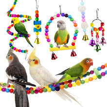 Load image into Gallery viewer, 6Pack Parrots Toys Bird Cage Toys for Parrots Swing Hanging Chewing Bite Bridge Wooden Beads Ball Bell Toys
