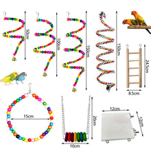Load image into Gallery viewer, Natural Wooden Parrots Swing Toy Birds Parakeet Perch Hanging Swings Cage With Colorful Beads Bells Toys Parrot Cage Decoration Bird Supplies
