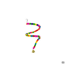 Load image into Gallery viewer, Natural Wooden Parrots Swing Toy Birds Parakeet Perch Hanging Swings Cage With Colorful Beads Bells Toys Parrot Cage Decoration Bird Supplies
