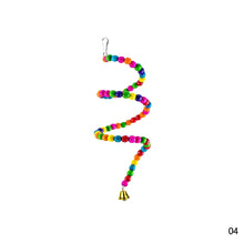 Load image into Gallery viewer, Natural Wooden Parrots Swing Toy Birds Parakeet Perch Hanging Swings Cage With Colorful Beads Bells Toys Parrot Cage Decoration Bird Supplies
