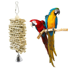 Load image into Gallery viewer, 1PC Bird Parrot Chew Toy Wooden Grass Chewing Bite Hanging Cage Swing Climb Chew Toys with Bell Natural Corn Hull Weaving
