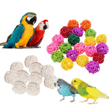 Load image into Gallery viewer, 10Pcs Rattan Balls Parrot Toys Interactive Parrot Chewing Bite Toy Foot Scratching Toy Birds Training Toy for Parakeet Budgie Bird Supplies
