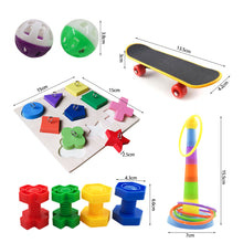 Load image into Gallery viewer, 9Pcs Bird Training Toys Set Parrot Wooden Block Puzzle Toy Stacking Color Ring Skateboard Nuts Bolts Foot Ball Toys Foraging Toy

