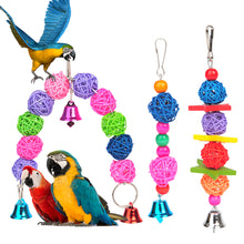 Load image into Gallery viewer, 1PC Bird Parrot Chew Toy Ratten Balls Chewing Bite Hanging Cage Swing Climb Chew Toys with Bell Bird Supplies
