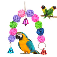 Load image into Gallery viewer, 1PC Bird Parrot Chew Toy Ratten Balls Chewing Bite Hanging Cage Swing Climb Chew Toys with Bell Bird Supplies
