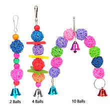 Load image into Gallery viewer, 1PC Bird Parrot Chew Toy Ratten Balls Chewing Bite Hanging Cage Swing Climb Chew Toys with Bell Bird Supplies
