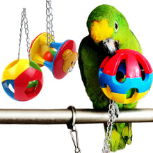Load image into Gallery viewer, Pets Parrot Plastic Hollow Ball Flower Shape Bell Ring Hanging Chew Toy Parakeet Chain Ball Toys Swing Cage Hanging Bird Bites Toy
