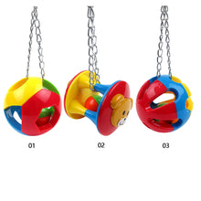 Load image into Gallery viewer, Pets Parrot Plastic Hollow Ball Flower Shape Bell Ring Hanging Chew Toy Parakeet Chain Ball Toys Swing Cage Hanging Bird Bites Toy
