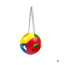 Load image into Gallery viewer, Pets Parrot Plastic Hollow Ball Flower Shape Bell Ring Hanging Chew Toy Parakeet Chain Ball Toys Swing Cage Hanging Bird Bites Toy
