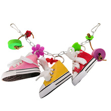 Load image into Gallery viewer, Mini Canvas Plastic Shoes Flower Parrot Toy Swing Bird Parakeet Hanging Pet Cage Decor Colorful Hanging Bird Entertainment Toys
