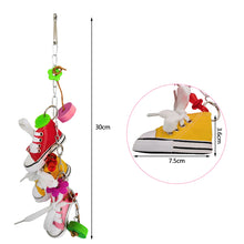 Load image into Gallery viewer, Mini Canvas Plastic Shoes Flower Parrot Toy Swing Bird Parakeet Hanging Pet Cage Decor Colorful Hanging Bird Entertainment Toys

