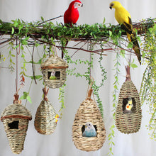 Load image into Gallery viewer, Handmade Natural Straw Bird Nest Pigeon House Nest Bird Cage Outdoor Decorative Weaved Hanging Parrot Nest House Pet Bedroom
