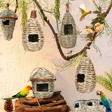 Load image into Gallery viewer, Handmade Natural Straw Bird Nest Pigeon House Nest Bird Cage Outdoor Decorative Weaved Hanging Parrot Nest House Pet Bedroom
