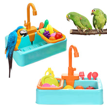 Load image into Gallery viewer, Parrot Shower Bird Bathtub for Parakeet Toys Paddling Pool With Faucet Bath Basin Pet Feeder Kitchen Playset
