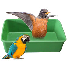 Load image into Gallery viewer, Hanging Green Parrot Shower Bird Bathtub Food Tray Feeder Parrot Bath Shower Box Bird Toys Pet Bird Cleaning Supplies
