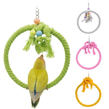 Load image into Gallery viewer, Pet Parrot Birds Cage Toy Cotton Rope Circle Ring Stand Chewing Bite Hanging Swing Climbing Play Toys for Cockatiel Parakeet
