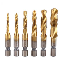 Load image into Gallery viewer, 6Pcs Screw Tap HSS4341 Hex Shank Thread Tap M3 M4 M5 M6 M8 M10 Metric Tap Drill Bits Threading Tools Hand Tool
