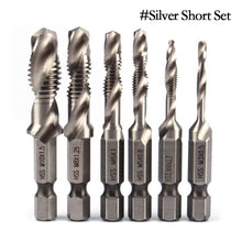 Load image into Gallery viewer, 6Pcs Screw Tap HSS4341 Hex Shank Thread Tap M3 M4 M5 M6 M8 M10 Metric Tap Drill Bits Threading Tools Hand Tool
