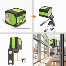 Load image into Gallery viewer, Huepar 2 Lines Laser Level Self Levelling ( 4 degrees) Green Red Beam Laser Horizontal &amp; Vertical Cross-Line with Magnetic Base

