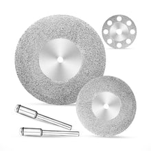 Load image into Gallery viewer, 10Pcs/Set 30mm Diamond Cutting Discs and 2 Arbor Shaft CutOff Blade Drill Bit Dremel Accessories Rotary Tool Abrasive Cut Metal
