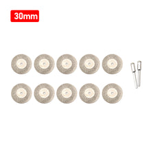 Load image into Gallery viewer, 10Pcs/Set 30mm Diamond Cutting Discs and 2 Arbor Shaft CutOff Blade Drill Bit Dremel Accessories Rotary Tool Abrasive Cut Metal

