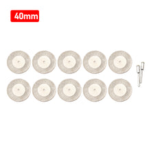 Load image into Gallery viewer, 10Pcs/Set 30mm Diamond Cutting Discs and 2 Arbor Shaft CutOff Blade Drill Bit Dremel Accessories Rotary Tool Abrasive Cut Metal
