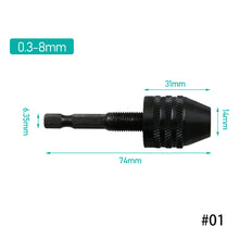 Load image into Gallery viewer, Drill Chuck Keyless Screwdriver Impact Driver Adaptor Electric Micro Motor Clamp Mini Chuck Fixture Hex Shank Drill Bits Adapter
