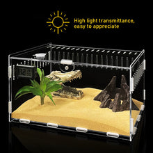 Load image into Gallery viewer, Transparent Acrylic Reptile Box for Spiders Tortoise Lizard Breeding Insect Box Vents Sliding Small Pet
