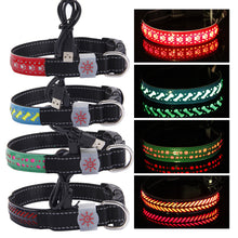 Load image into Gallery viewer, LED Dog Collar Engraved Design Glowing Up Anti-lost Luminous Collar Night Safety Collars with Batteries Adjustable Pet Necklace Glow Collar for Small Dogs Cat
