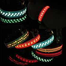 Load image into Gallery viewer, LED Dog Collar Engraved Design Glowing Up Anti-lost Luminous Collar Night Safety Collars with Batteries Adjustable Pet Necklace Glow Collar for Small Dogs Cat
