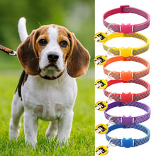 Load image into Gallery viewer, Reflective Pet Collars Grid Adjustable Nylon Buckles Check Plaid Pet Dog Collar Cat Head Pattern Pendant Pet Accessories
